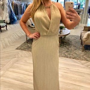 Andra and Leo couture gold bridesmaid dress